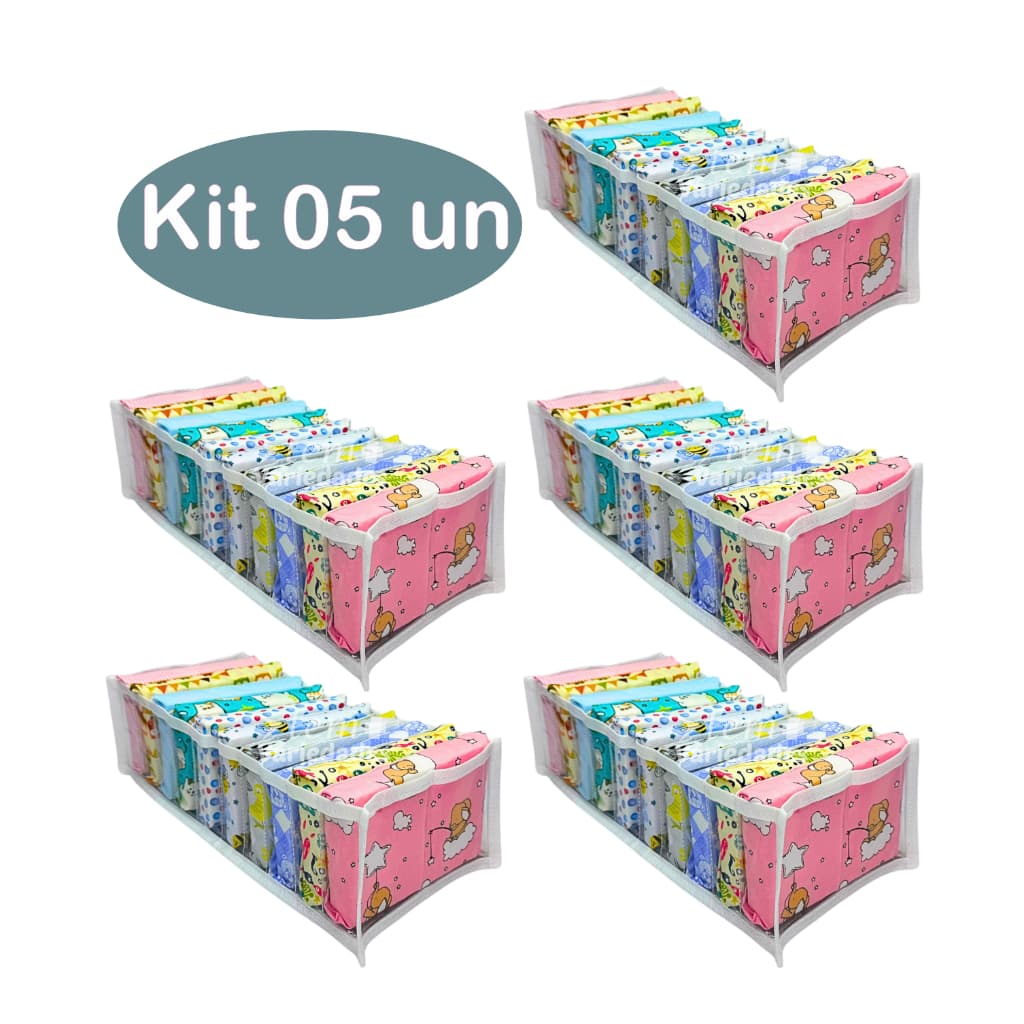 Kit 5 Colmeias Organizadoras de Gavetas com 10 Divisórias para Meias, Roupas Íntimas e Fraldas