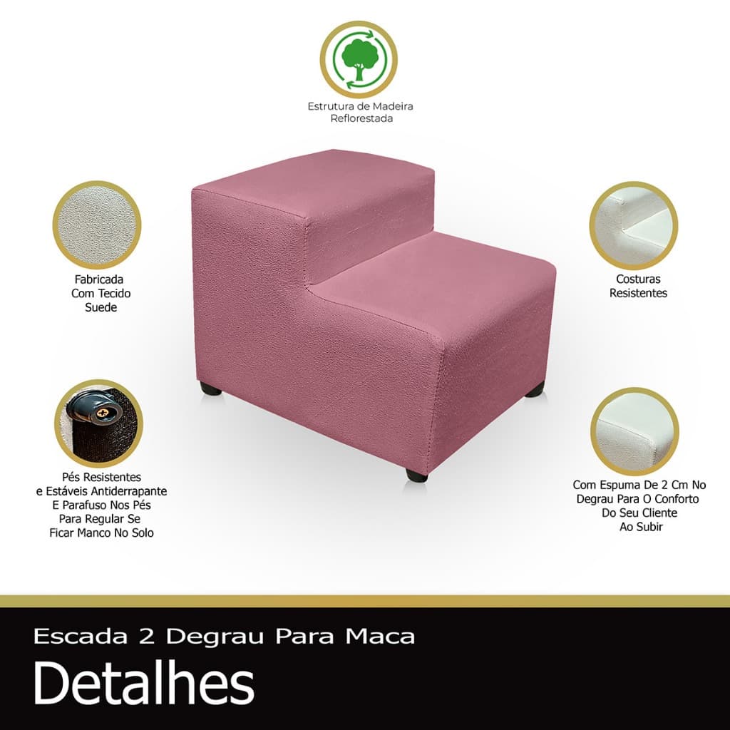 Escada Escadinha 2 Degraus Para Maca Antiderrapante Estetica Escadinha Estetica Clinica Suede