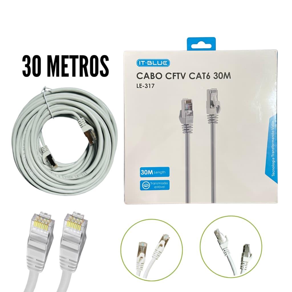 Cabo CAT6  de internet rede 30 20 15 10 5 3 Metros Dados LAN internet RJ45 CFTV blindado resistente
