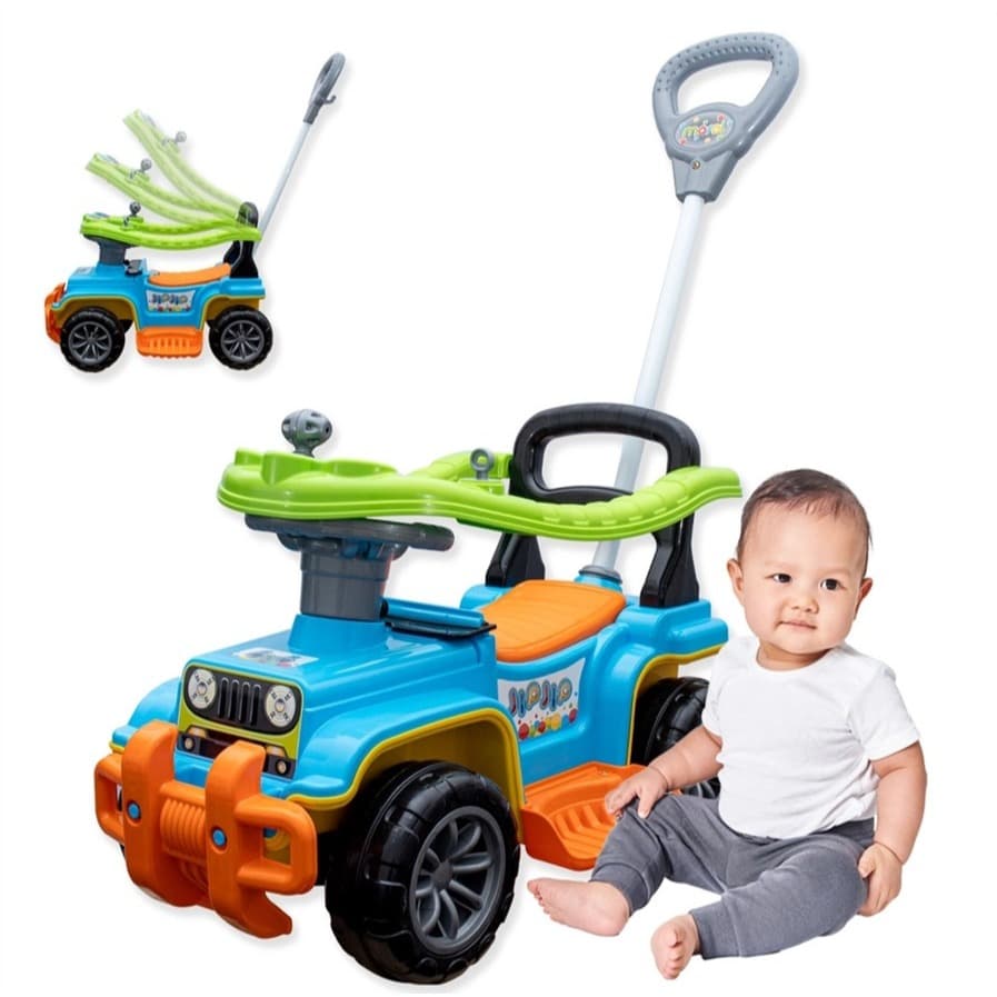 Carrinho Passeio Jip Jip Câmbio Buzina Som Infantil Maral Cor Colorido - Verde /Azul