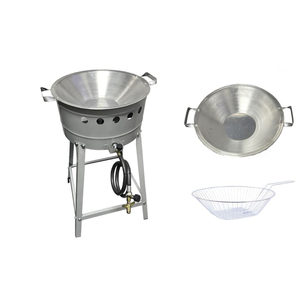 Fritador à Gás Alta Pressão + Tacho 16 Alumínio + Cesto