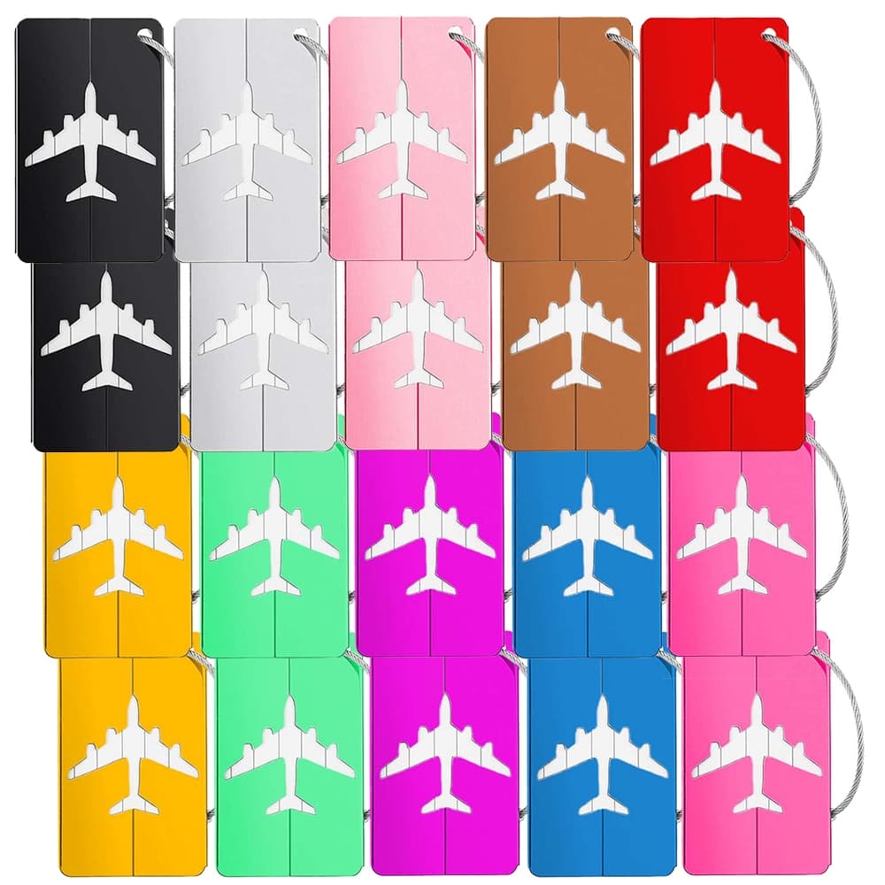 Etiqueta de alumínio para bagagem de viagem com 20 peças Etiquetas de nome de endereço de identidade de mala de viagem