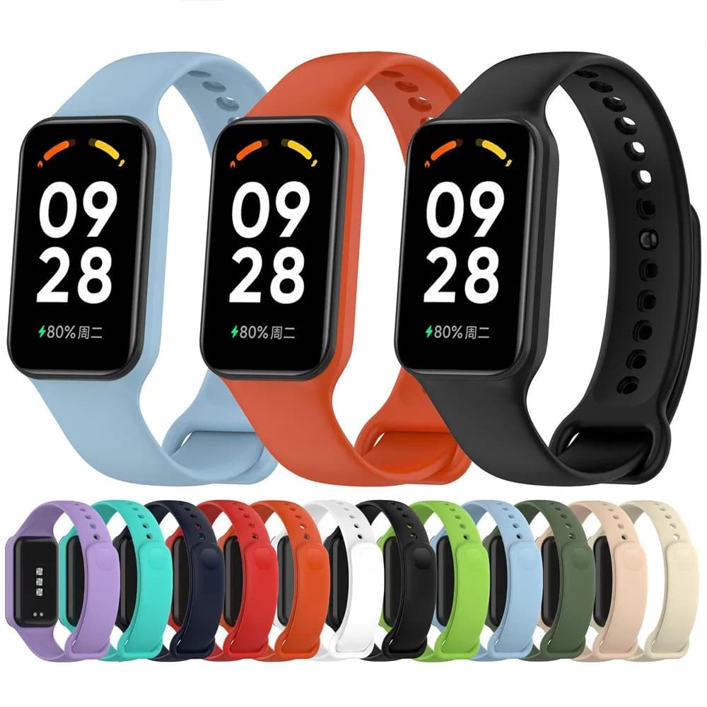 Pulseira de Silicone Para Relógio Smartwatch Xiaomi mi Band 8 Active e Redmi Band 2