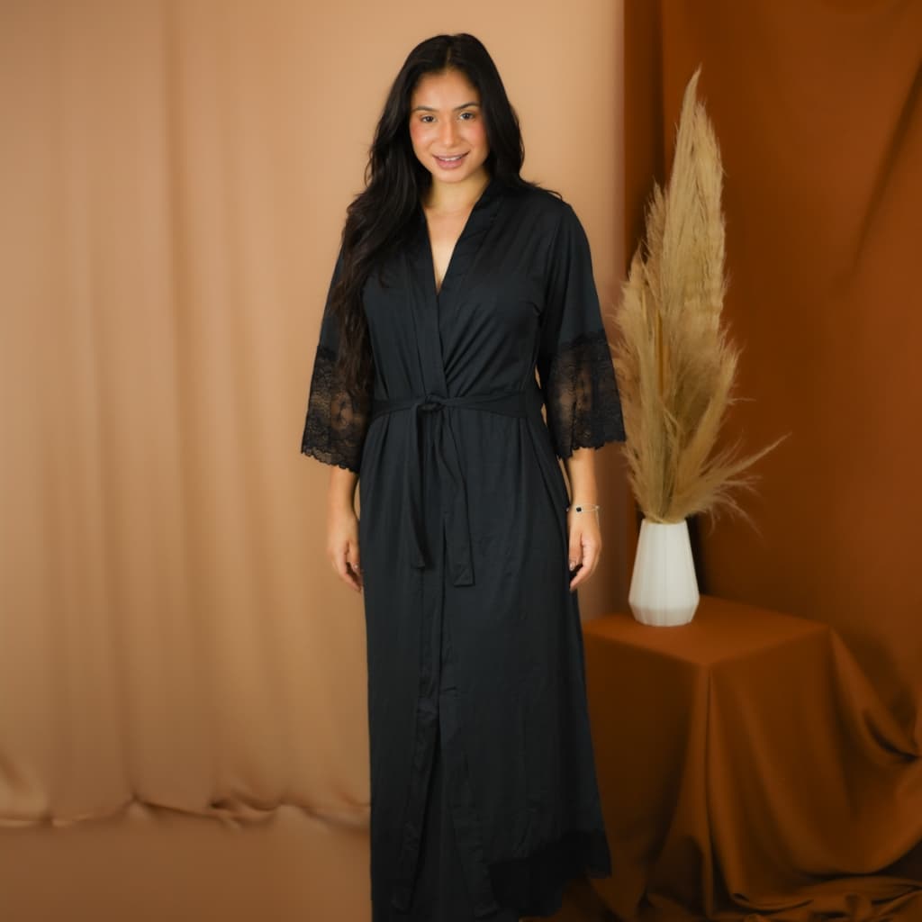 Robe Longo Feminino Microfibra com Renda Hobby Manga