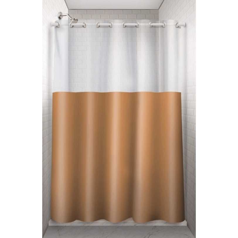 CORTINA BOX COM VISOR E ILHÓS PARA BANHEIRO COR BEGE