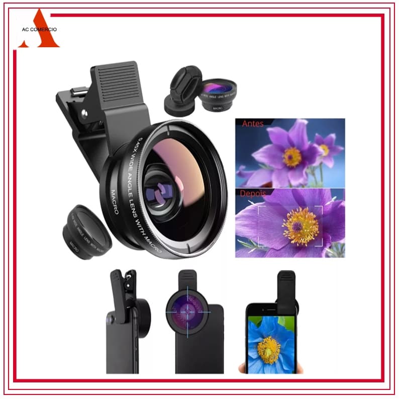 Lente Celular Câmera Macro 12.5x E Super Ângulo Amplo 0.45x