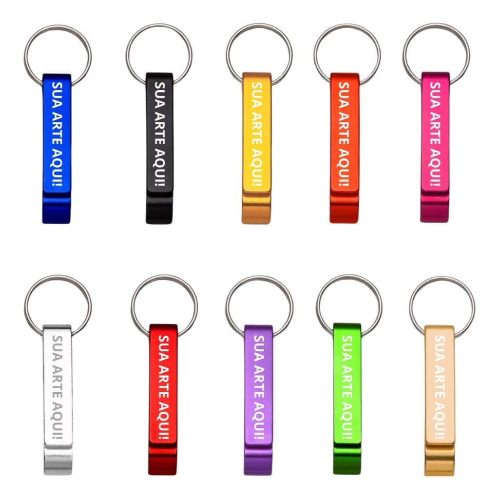 Kit 50 Chaveiros Personalizados Nome Empresa Logomarca Chaveiro Abridor De Garrafa E Latinha Pé De Galinha Alumínio
