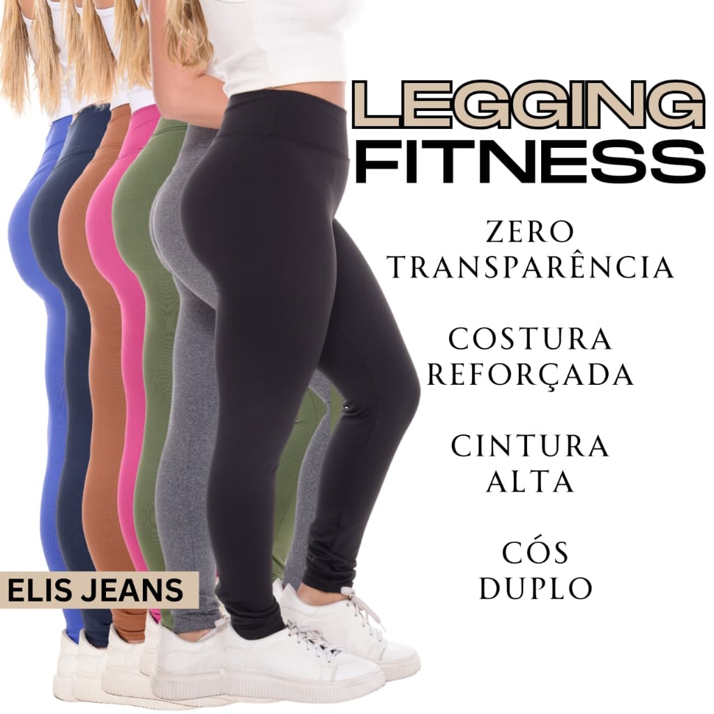Legging Feminina Cintura Alta Calça Leg Grossa Zero Transparência