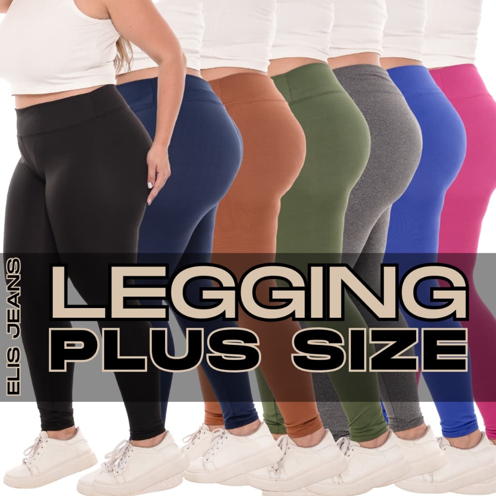 Calça Legging Plus Size Feminina Cintura Alta Leg Fitness Grossa