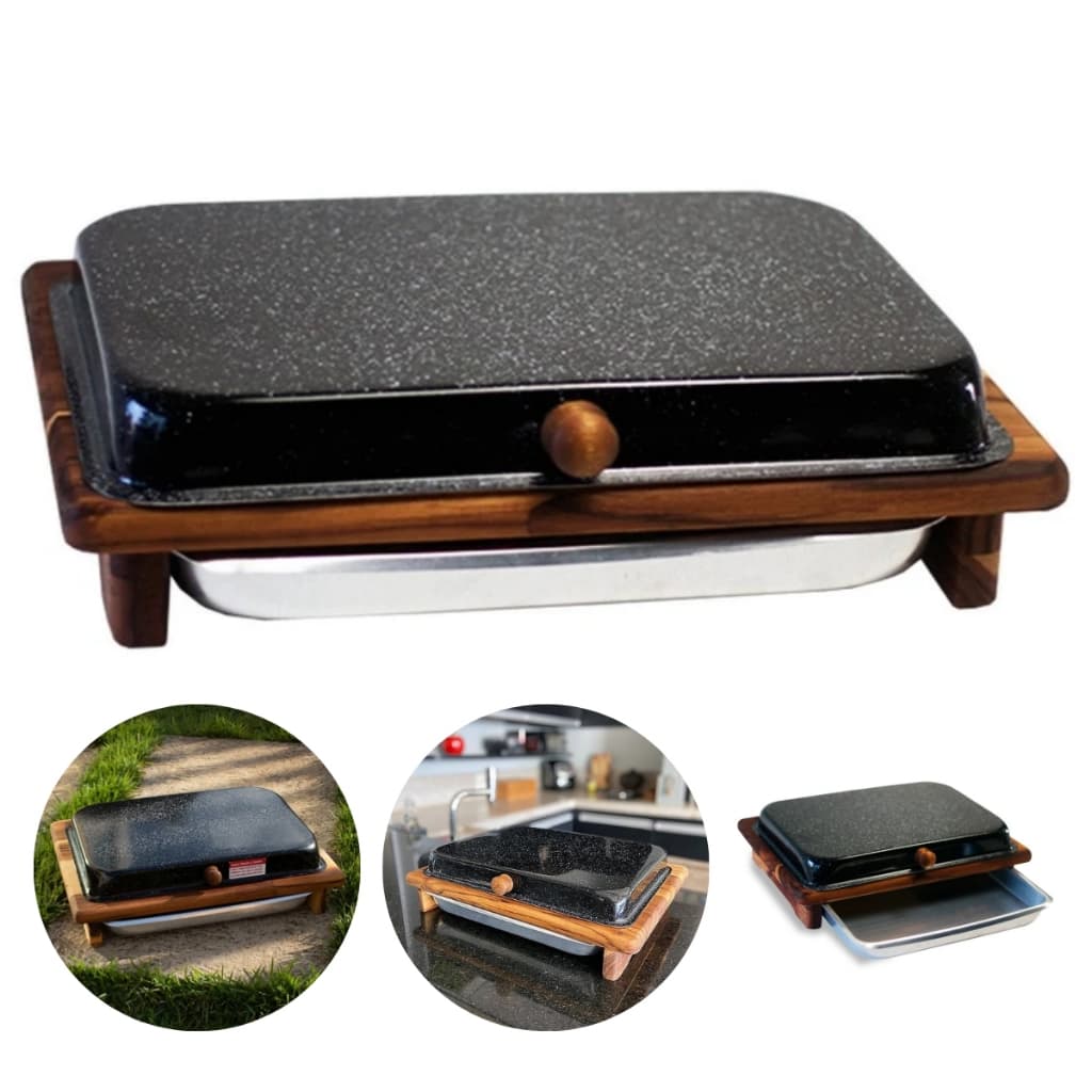 Tábua para Churrasco Corte de Carne com Gaveta em Forma para Servir Profissional Madeira Teca 39cm