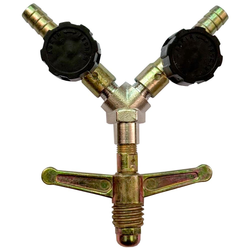 Registro Alta Pressão Com Saída Dupla 5/16" bm Para Botijão de Gás 13kg