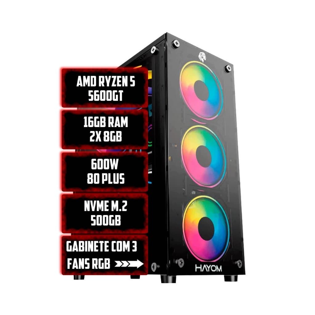 Pc Gamer Amd Ryzen 5 5600GT, Radeon™ Graphics Vega 7, 16gb Ram, Nvme 500gb, 600w 80 plus Bronze