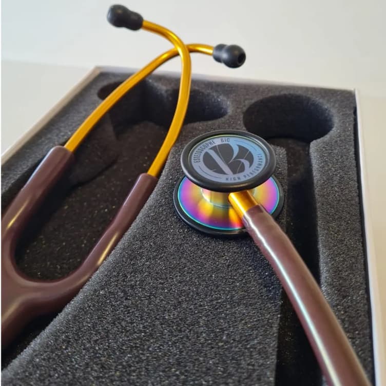 Estetoscópio Bic Eternity III Adulto e Pediátrico Chocolate com NF e garantia de 5 anos