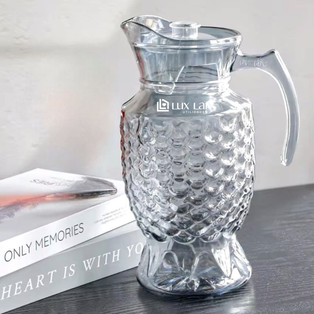 Jarra de Vidro com Tampa 1,8 Litros Suco Água Grande Transparente Mesa Posta