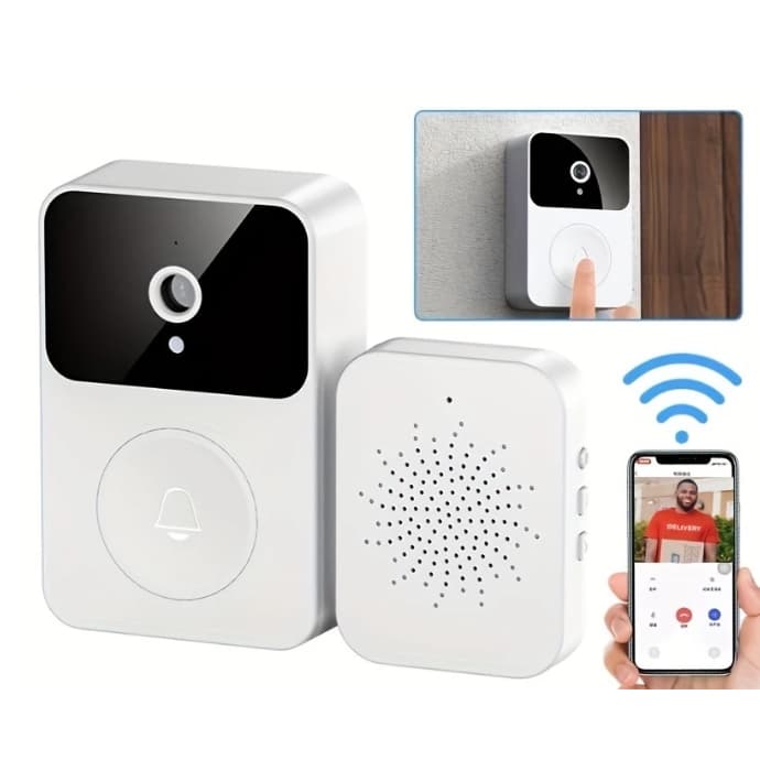 Campainha C/ Câmera Wifi S Fio Inteligente Interfone C Áudio 110v/220v Smart P Celular Recarregável