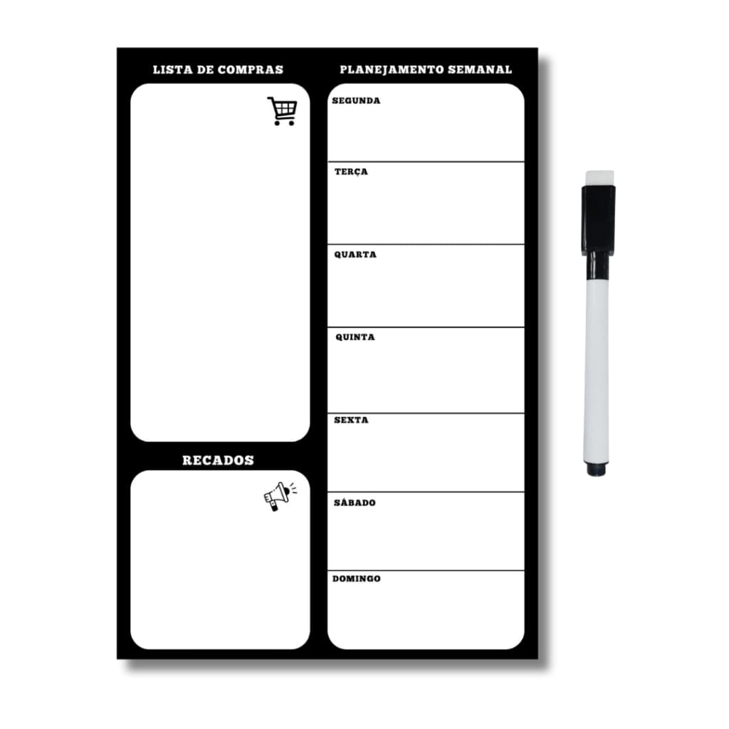 Planner Magnético Lousa Lembrete Imã Geladeira Porta Recados Anotação Semanal Mensal