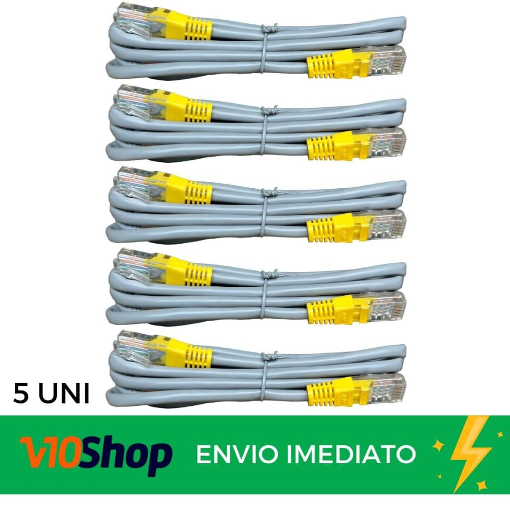 Kit 5 uni. Patch Cord 1,5 M Cat 5 Rj45 / Rj45 Pvc Cinza