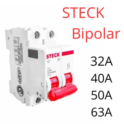 Disjuntor Bipolar Classe C 16A  20A 32A 40A 50A 63A Steck
