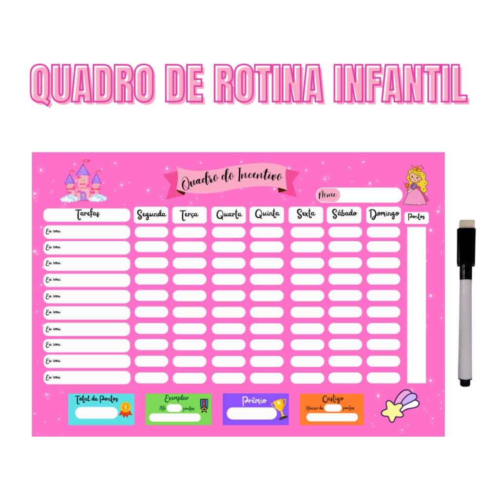 Quadro de Organização e Recompensa - Quadro De Rotina Infantil De Parede Atividade Para Incentivo