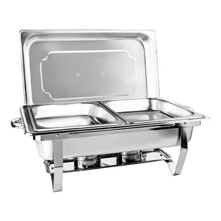 Rechaud Inox 12 Litros 1/3 Panelas Banho Maria 3 Cubas Buffet