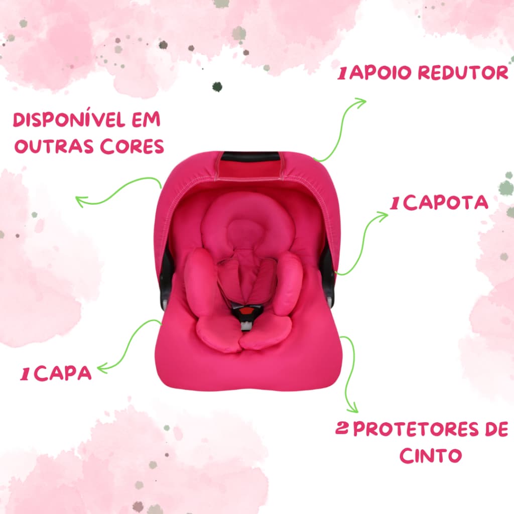 Kit 05 pçs Capa para Bebê Conforto Capota Solar Protetor de Cinto Colchonete de Apoio em Microperca
