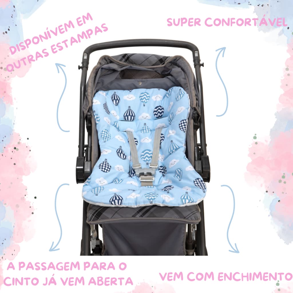 Capa Para Carrinho Acolchoado Macio Menino e Menina 100% Algodão