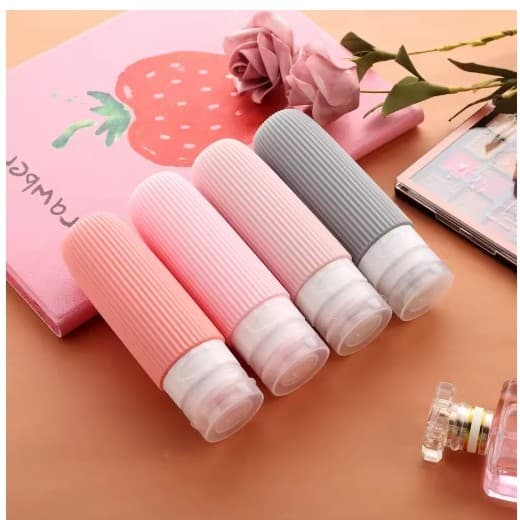 Kit 4 Garrafas De Silicone Dispensadoras Portáteis 90ml Para Viagens.