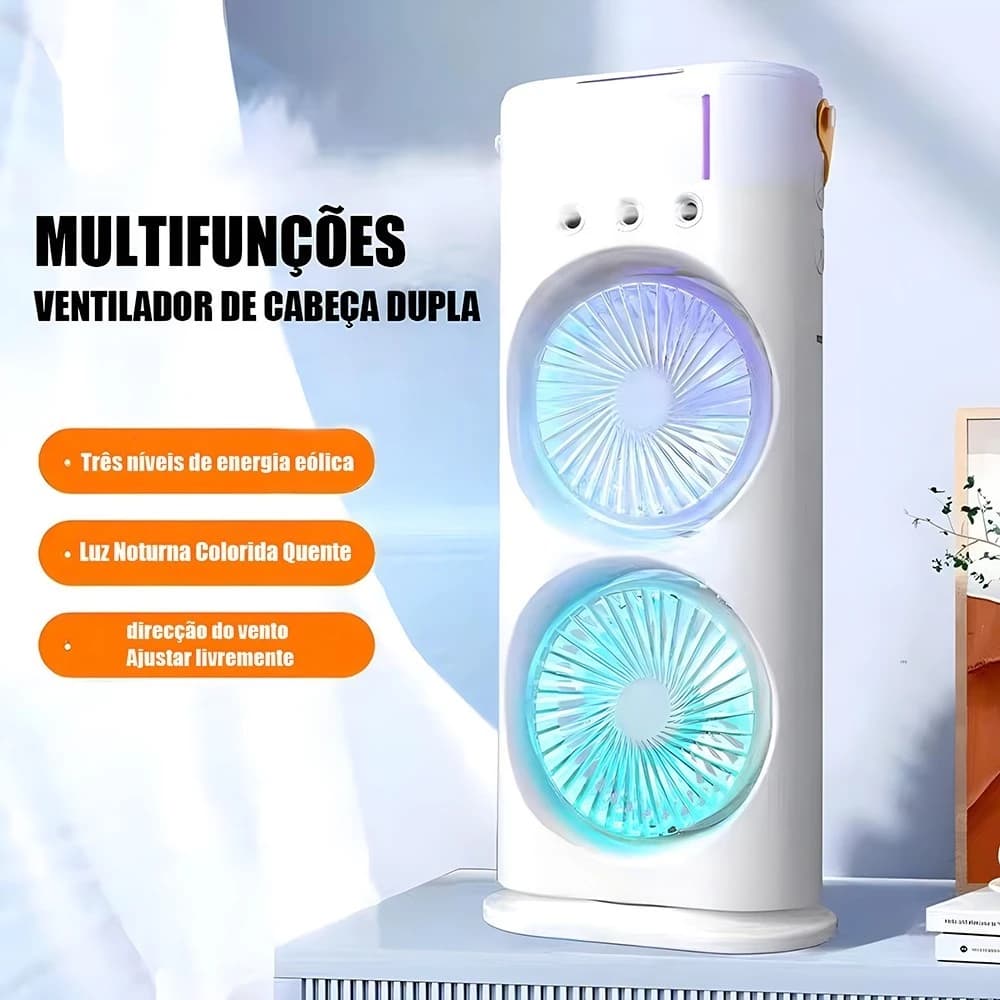 Mini Refrigerador De Ar Ventilador Climatizador Umidificador LED Duplo Reservatório SEM CONTROLE