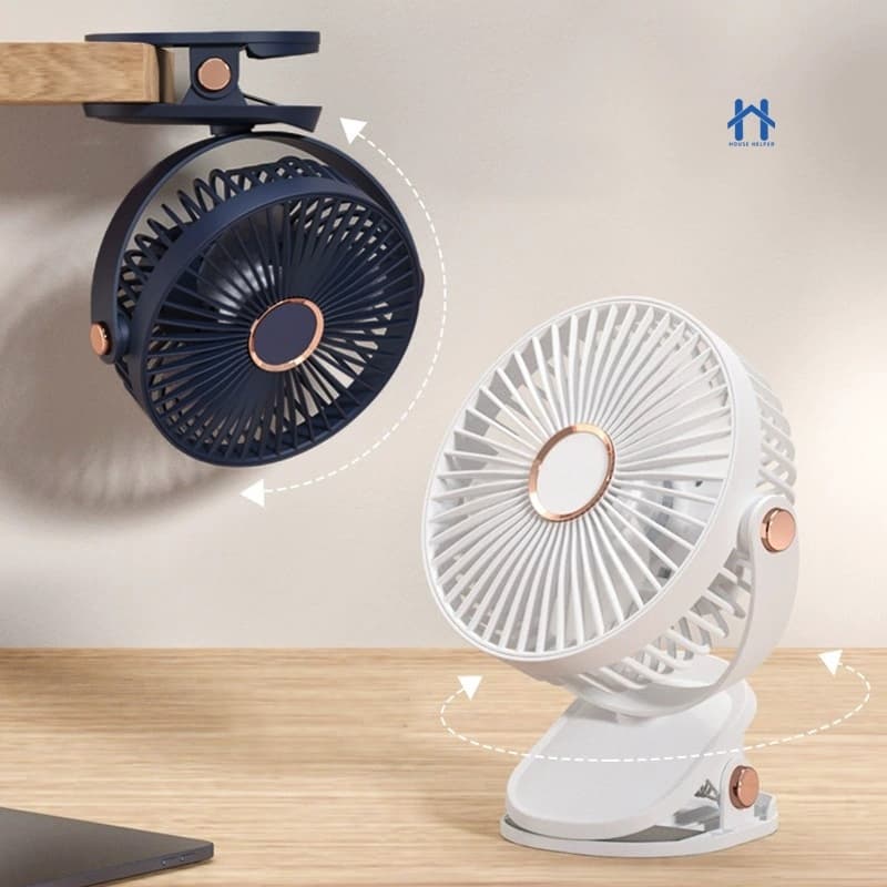 Mini Ventilador Recarregável com Clip Prendedor 3 Velocidades para Mesa BELA CASA