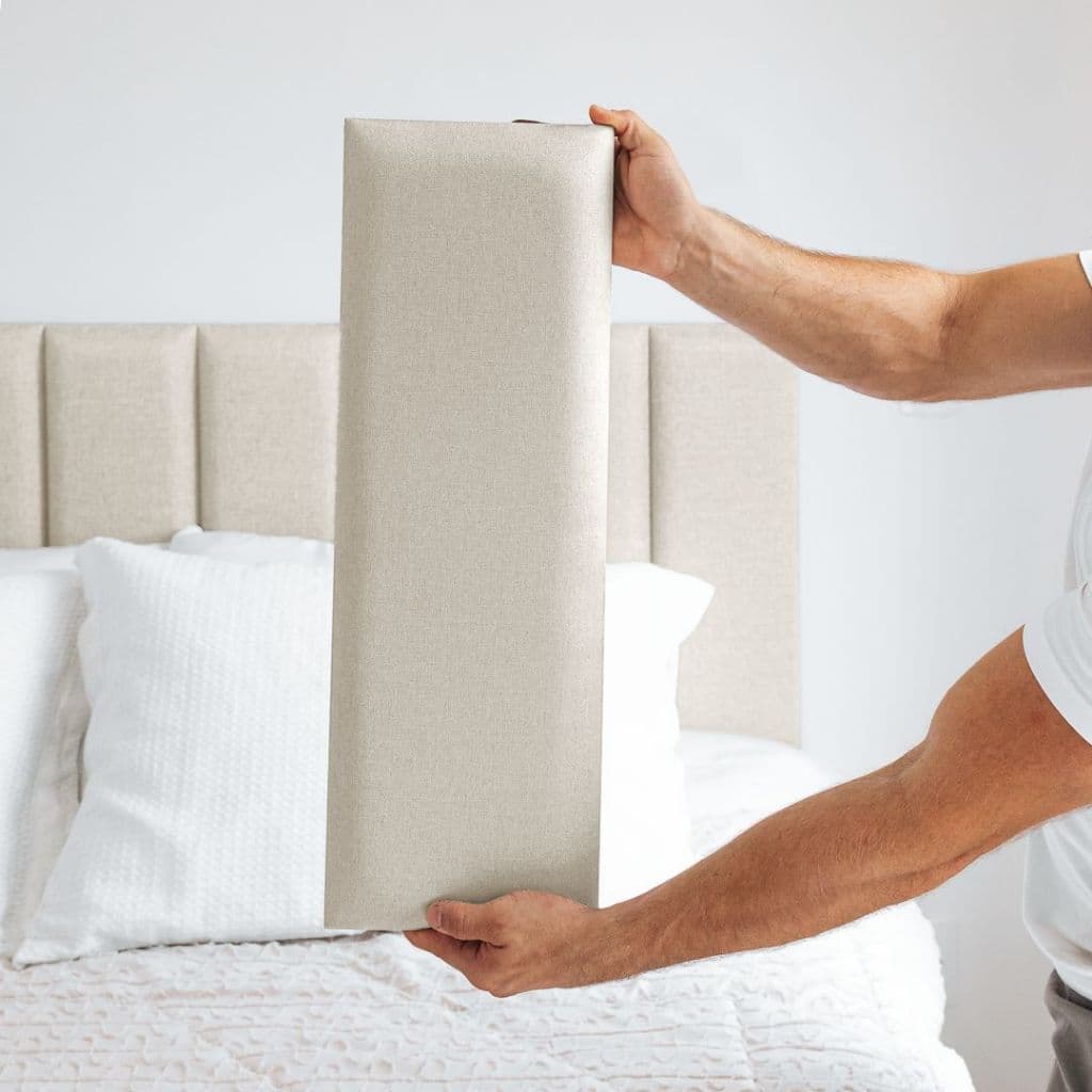 Kit 10 Módulos Cabeceira Premium em Linho Cama King - Módulo Estofado e Retangular 60x20cm, Cama Queen, Casal e Solteiro