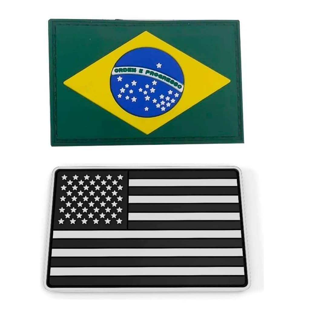 Patch Emborrachado Bordados Brasil ou USA Com Vélcro 7,5x5 Militar mochila farda gandola exército
