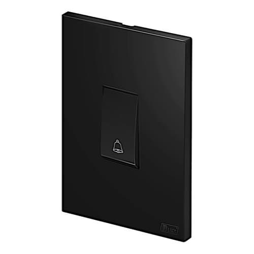 Conjunto Pulsador Campainha Recta Preto Fosco 4x2