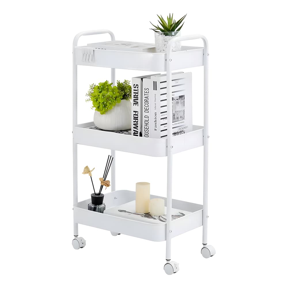 Carrinho Organizador Gala Em Metal 3 Divisórias Com Rodas