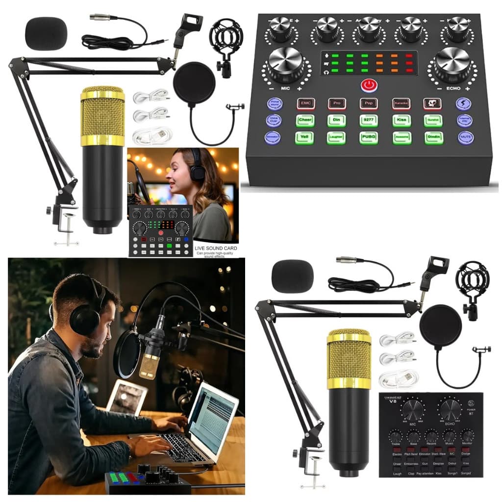 Sistema Setup Webcast Mixer Interface USB 2 Microfone Condensador Para Live Studio V8S