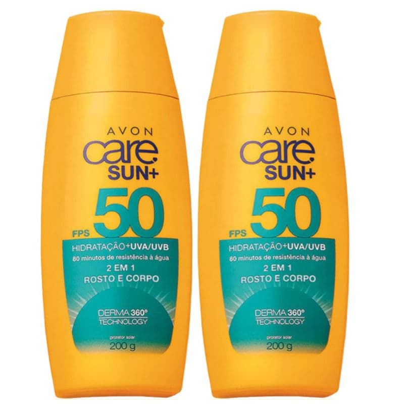Kit c/2 Protetor Solar 2 em 1 Care Sun+ FPS 50 200ml Avon