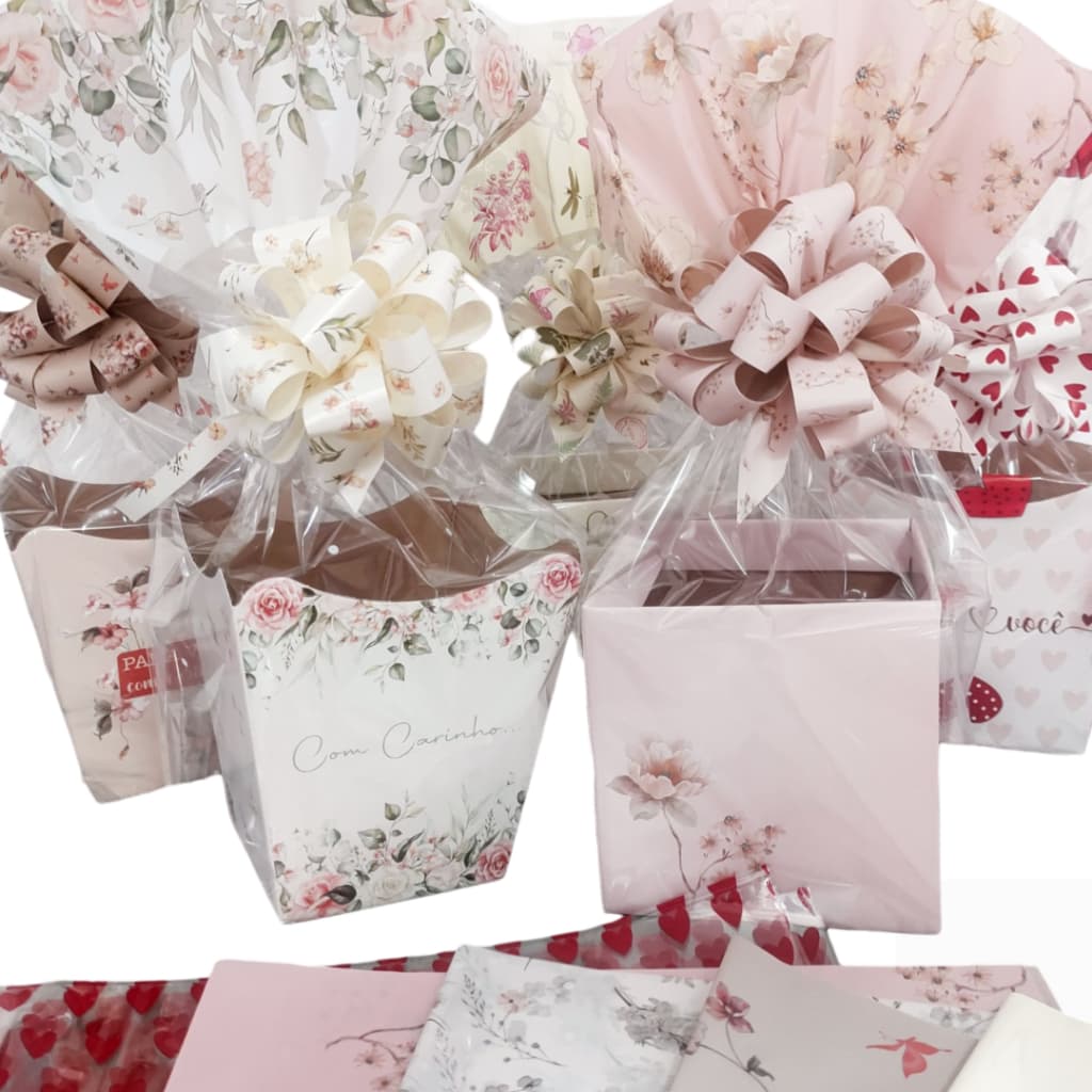 Kit Embalagem Completo Com Saco De Cesta E Laço Bola - Floriculturas Doceflorismo Presentes