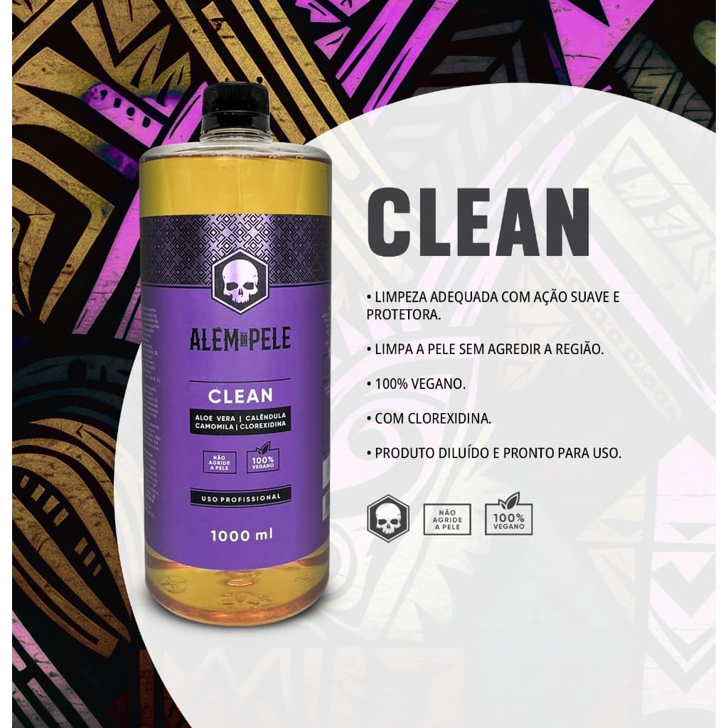 Clean para limpeza de tatuagem Tattoo Além da Pele 1000ml