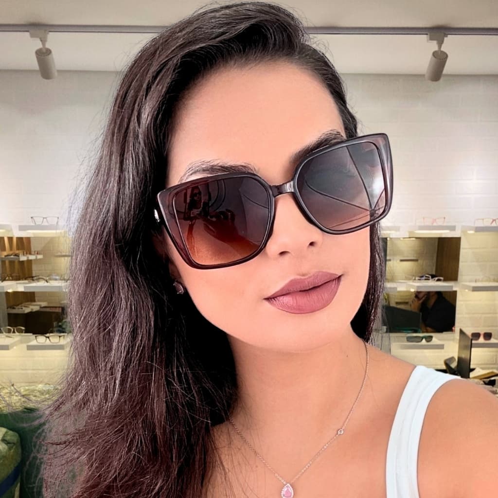 Óculos de Sol Feminino Gatinho Grande Moderno Sofisticado Proteção UV400