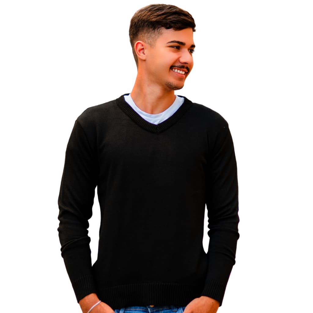 Suéter Masculino Gola V Tricô Blusa Frio Lã Masculina