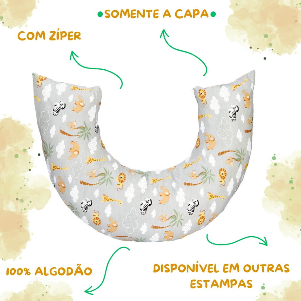 Capa Para Almofada De Amamentação Com Zíper Macia 100% Algodão