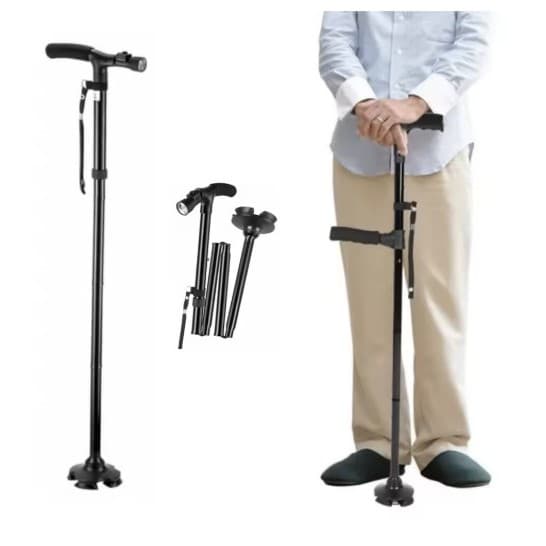 Bengala Muleta Dobrável com Luz Led Ajustável Leve E Antiderrapante SHUSHU SHOP