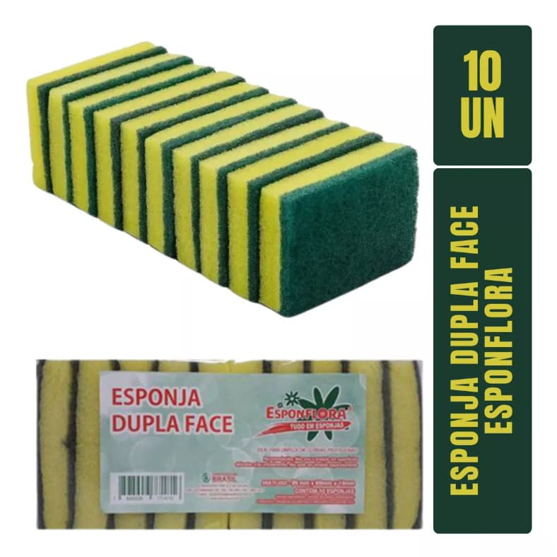 Esponja Esponflora Multiuso Dupla Face De Espuma De Poliuretano 10 U Pacote X 10