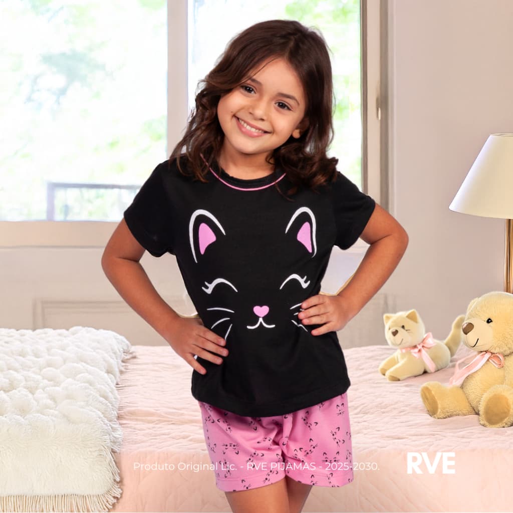 Pijama Infantil Baby Doll Short Doll Menina Conjunto Short e Blusa Confortável Blogueira Bichinhos