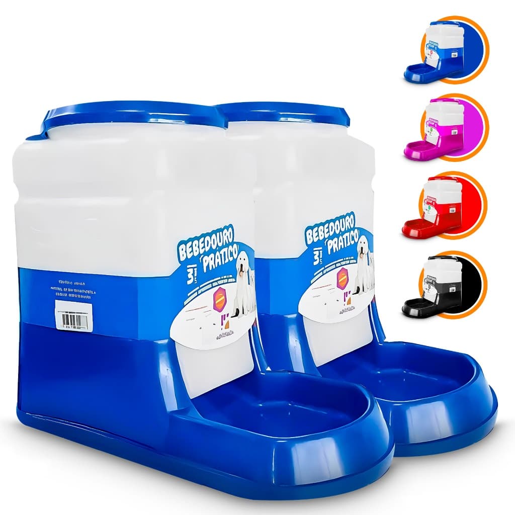 Kit Bebedouro Comedouro Automático Cachorro Gato Prático 3Lt - Duplo