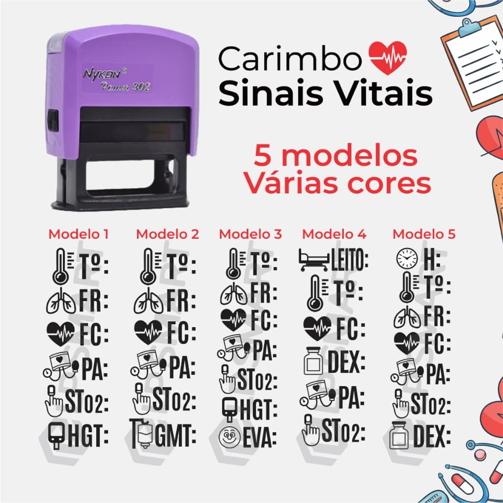 🩺 Carimbo Automático Enfermagem Sinais Vitais Anotações Prontuário Médico Profissional de Saúde