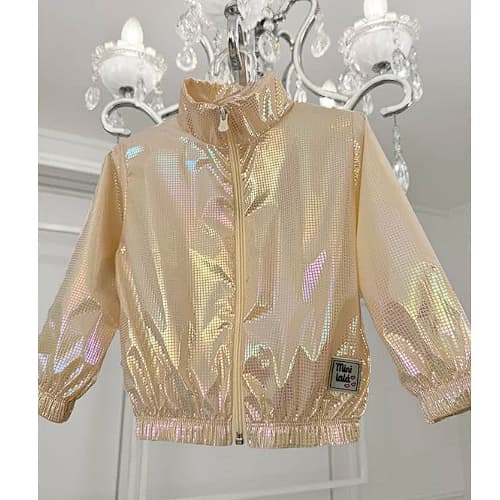 Jaqueta Infantil Corta Vento Nude Arco-íris Bege