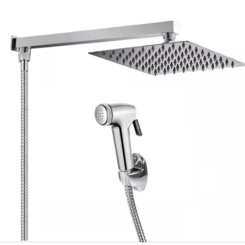 Indicado Chuveiro Ducha Slin Quadrada C/ Chuveirinho Luxo E Desviador Kit completo