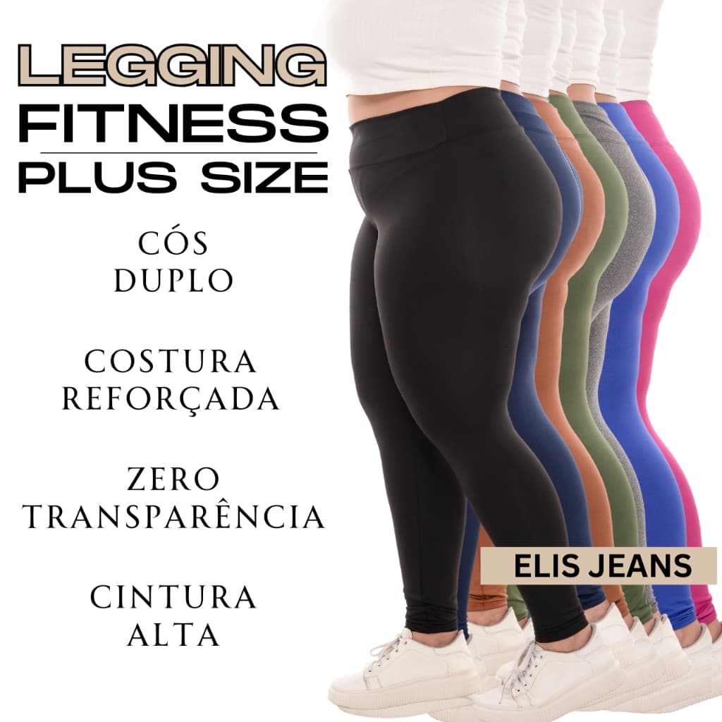 Calça Legging Plus Size Leg Suplex Grossa Zero Transparência Costura Reforçada Cintura Alta