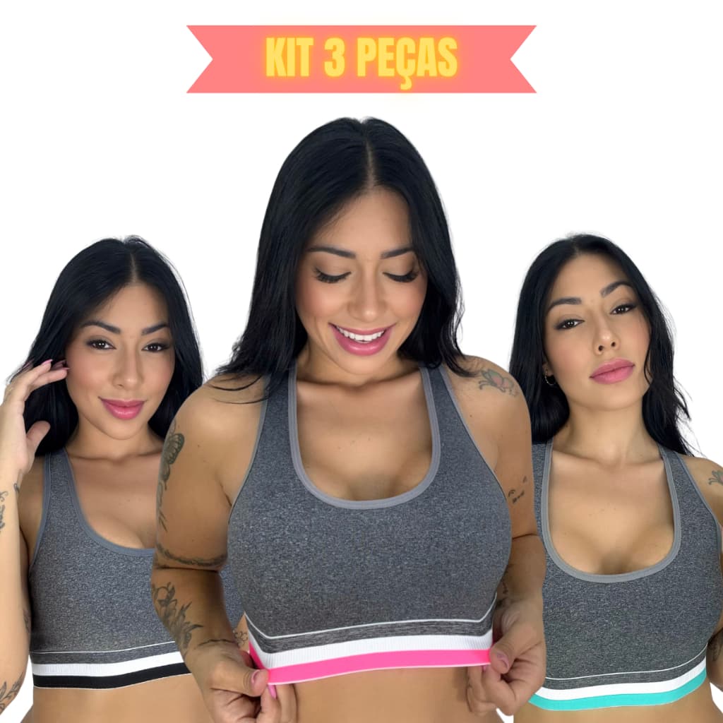 Kit 3 Top Academia Modelo Camiseta Sem Bojo Ótima Sustentação