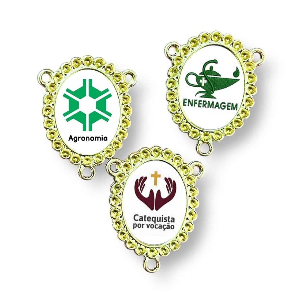 Entremeios para Terços de Profissões (1 unidade) Entremeio resinado dourado com simbolo de Profissões